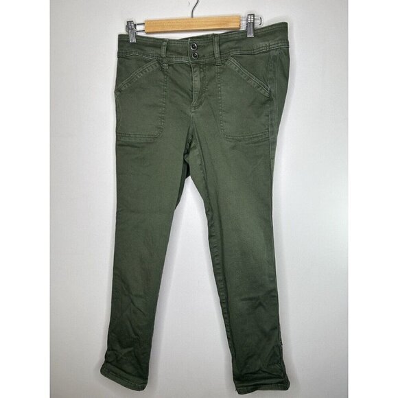 Torrid Plus Aviator Crop twill olive green Capri pants Pockets Size 10 - Picture 3 of 15